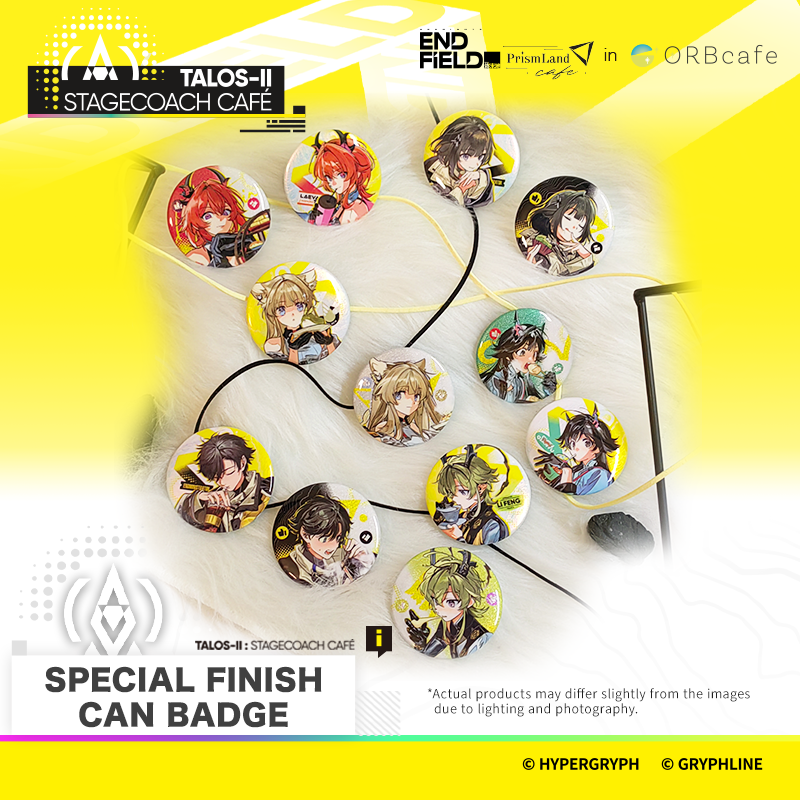 Arknights: Endfield × PrismLand cafe in ORBcafe Malaysia – TALOS-II: STAGECOACH CAFÉ 【Special Finish Can Badge (Box)】 12 designs Complete Set
